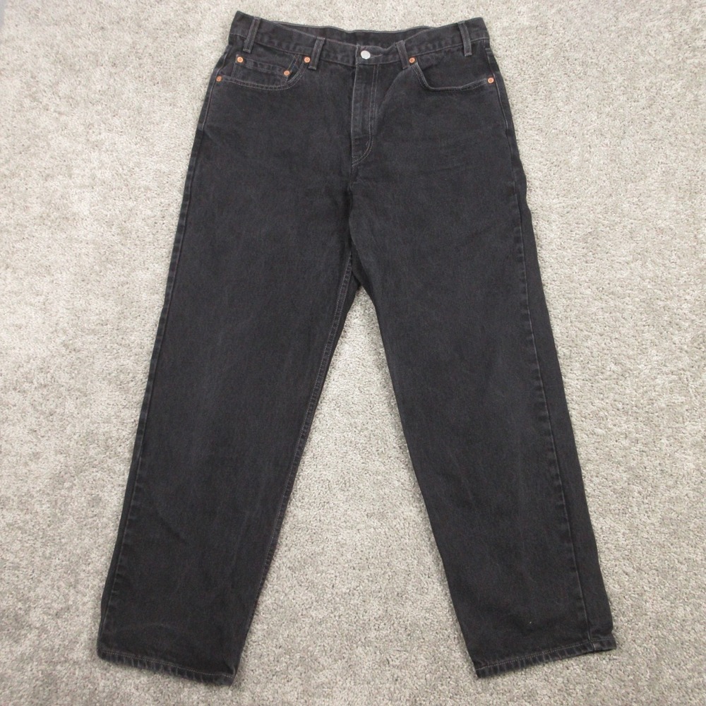 Vintage Levis Jeans Mens 36x30 Black 550 Relaxed Tapered Baggy Denim Pants 90s